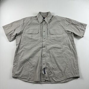 511 Tactical Shirt Men's Large Beige Button Up Short Sleeve‎ Concealed Pocket